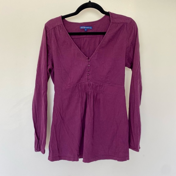 Thyme Purple Babydoll Style Maternity Long Sleeve Shirt - Picture 1 of 8